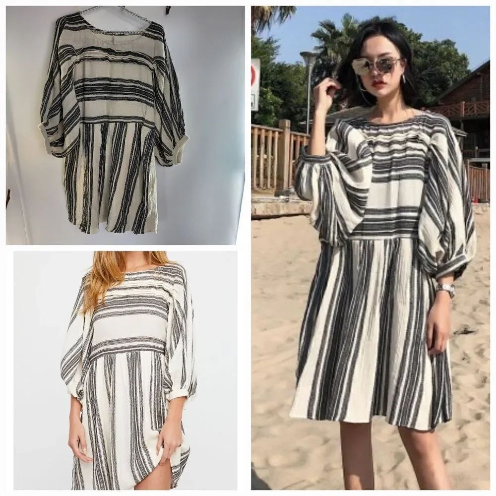 Free people lilly mini dress cream and black